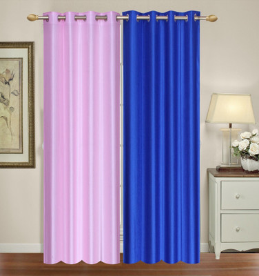 

Furnishing Zone 274 cm (9 ft) Polyester Long Door Curtain (Pack Of 2)(Plain, Pink, Blue), Blue;pink
