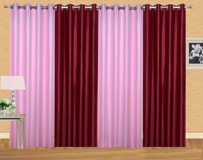 

Ville Style 214 cm (7 ft) Polyester Door Curtain (Pack Of 4)(Solid, Pink, Maroon), Maroon;pink
