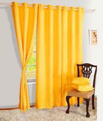 

Panipat Textile Hub 213 cm (7 ft) Polyester Door Curtain (Pack Of 2)(Plain, Yellow)