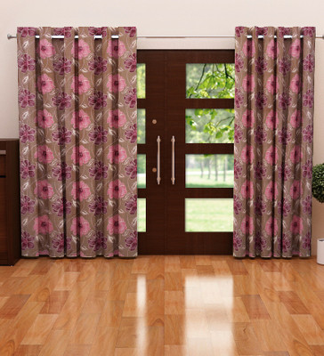 

Home Candy 212 cm (7 ft) Polyester Door Curtain (Pack Of 2)(Floral, Brown, Pink, Purple)