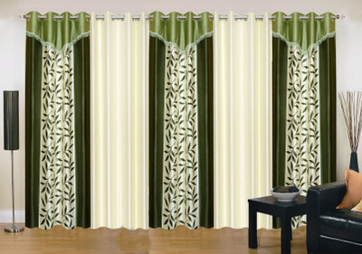 

Ville Style 275 cm (9 ft) Polyester Long Door Curtain (Pack Of 5)(Floral, Green, Cream), Cream;green