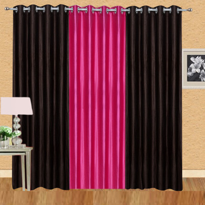 

Excel Bazaar 214 cm (7 ft) Polycotton Door Curtain (Pack Of 3)(Plain, Brown-1darkpink)