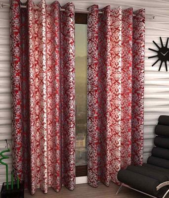 

Panipat Textile Hub 213 cm (7 ft) Polyester Door Curtain (Pack Of 2)(Floral, Red)