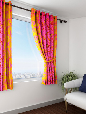 

Swayam 152.4 cm (5 ft) Silk Window Curtain Single Curtain(Floral, Orange)