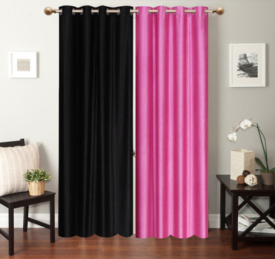 

Furnishing Zone 274 cm (9 ft) Polyester Long Door Curtain (Pack Of 2)(Plain, Black, Pink)