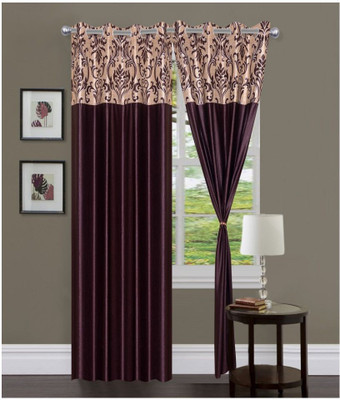 

Panipat Textile Hub 213 cm (7 ft) Polyester Door Curtain (Pack Of 2)(Floral, Brown)
