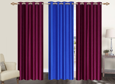 

Furnishing Zone 213 cm (7 ft) Polyester Door Curtain (Pack Of 3)(Plain, Maroon, Blue), Blue;maroon