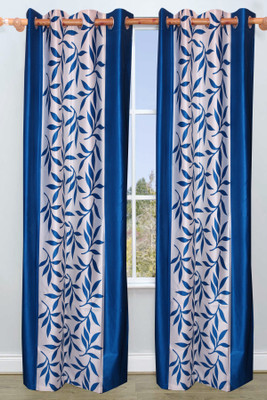 

Stop N Shop 90 cm (3 ft) Polyester Window & Door Curtain (Pack Of 2)(Floral, Blue)