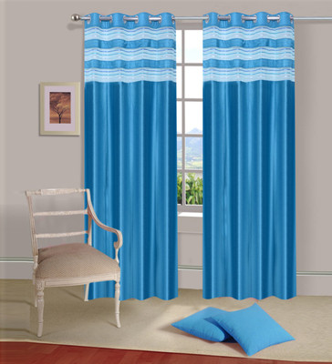 

Excel Bazaar 212 cm (7 ft) Polycotton Door Curtain (Pack Of 2)(Plain, Aqua)