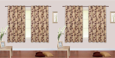 

Cortina 150 cm (5 ft) Polyester Window Curtain (Pack Of 4)(Floral, Brown)