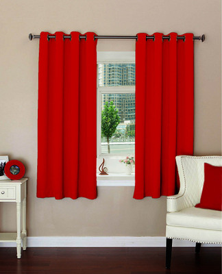 

Lushomes 152 cm (5 ft) Polyester Window Curtain Single Curtain(Plain, Red)