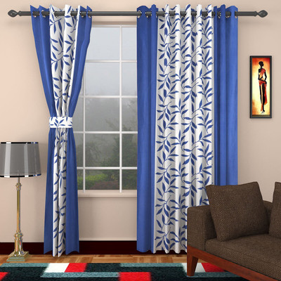 HSR Collection 210 cm (7 ft) Polyester Window & Door Curtain (Pack Of 4)(Plain, Dark Blue)