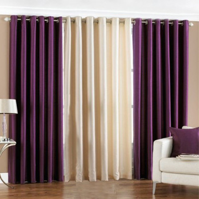 

Super India 215 cm (7 ft) Polyester Door Curtain (Pack Of 3)(Plain, Purple)