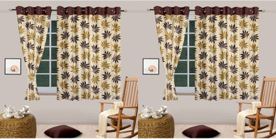 

Cortina 150 cm (5 ft) Polyester Window Curtain (Pack Of 4)(Floral, Brown)
