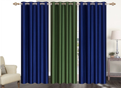 

Furnishing Zone 213 cm (7 ft) Polyester Door Curtain (Pack Of 3)(Plain, Blue, Green)