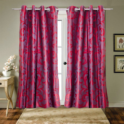 

Trendy Home 210 cm (7 ft) Polyester Door Curtain (Pack Of 4)(Printed, Maroon)