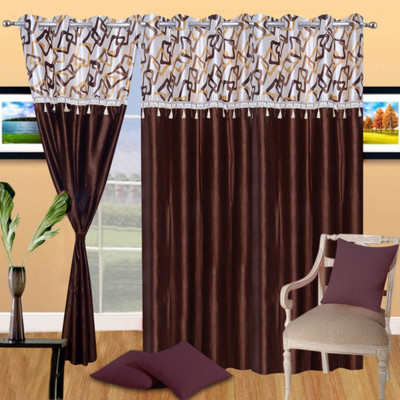 

Excel Bazaar 214 cm (7 ft) Polycotton Door Curtain (Pack Of 3)(Plain, Brown)