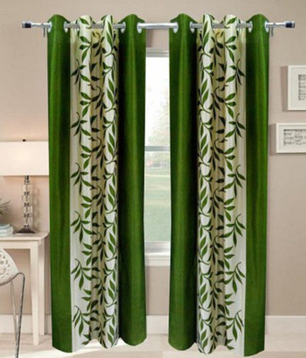

MN Decor 274 cm (9 ft) Polycotton Long Door Curtain (Pack Of 2)(Floral, Green)