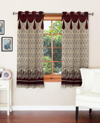 

Zesture 150 cm (5 ft) Jacquard Window Curtain (Pack Of 2)(Abstract, Multicolor)