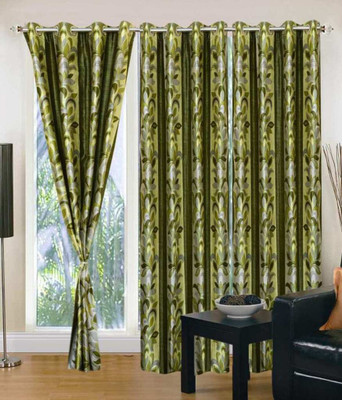 

Super India 152 cm (5 ft) Polyester Window Curtain (Pack Of 3)(Floral, Green)