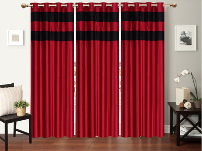 

Furnishing Zone 213 cm (7 ft) Polyester Door Curtain (Pack Of 3)(Plain, Maroon)