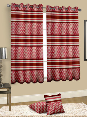 

Cortina 150 cm (5 ft) Jacquard Window Curtain Single Curtain(Striped, Multicolor)