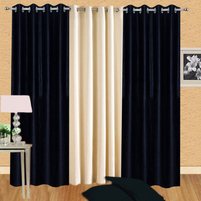 

Excel Bazaar 275 cm (9 ft) Polyester Long Door Curtain (Pack Of 3)(Solid, Black, Cream)