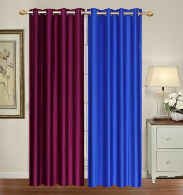 

Furnishing Zone 274 cm (9 ft) Polyester Long Door Curtain (Pack Of 2)(Plain, Purple, Blue), Blue;purple