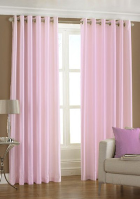 

Panipat Textile Hub 213.5 cm (7 ft) Polyester Door Curtain (Pack Of 4)(Plain, Baby Pink)