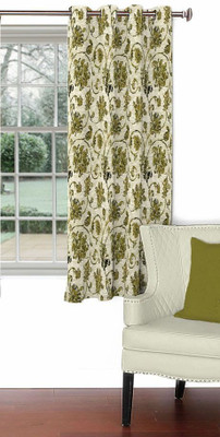 Skipper 153 cm (5 ft) Blends Window Curtain Single Curtain(Floral, Green)