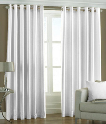 Akshya 152 cm (5 ft) Polyester Window Curtain (Pack Of 2)(Plain, White)