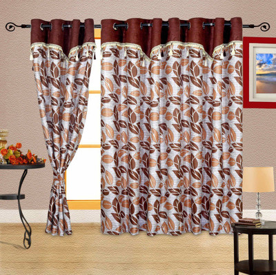 

Cortina 270 cm (9 ft) Polyester Long Door Curtain Single Curtain(Floral, Brown)