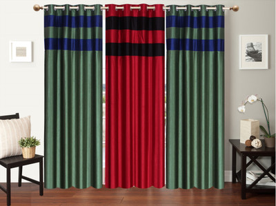 

Furnishing Zone 274 cm (9 ft) Polyester Long Door Curtain (Pack Of 3)(Plain, Multicolor)