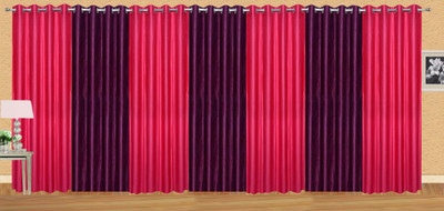 Stella Creations 214 cm (7 ft) Polyester Door Curtain (Pack Of 7)(Solid, Pink, Purple)