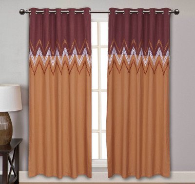 

Elan 210 cm (7 ft) Cotton Door Curtain Single Curtain(Embroidered, Brown)