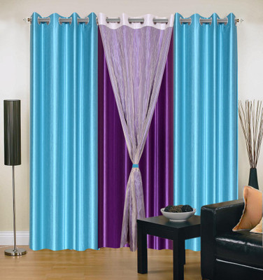 

Livingcreation 213 cm (7 ft) Polyester Door Curtain (Pack Of 4)(Plain, Blue, Purple)