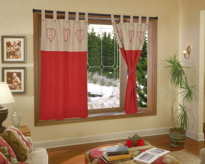 

Elan 150 cm (5 ft) Cotton Window Curtain Single Curtain(Abstract, Red)