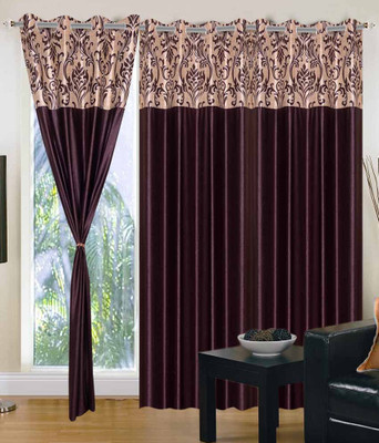 

PHF 213 cm (7 ft) Polyester Door Curtain (Pack Of 3)(Motif, Brown)