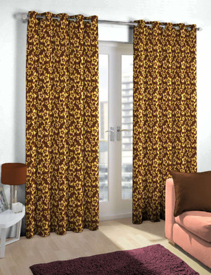 

Skipper 214 cm (7 ft) Polyester Door Curtain Single Curtain(Floral, Brown)