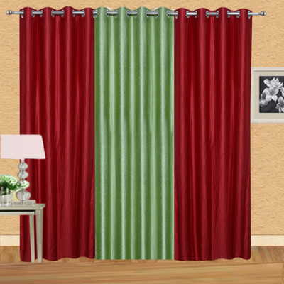 

Excel Bazaar 214 cm (7 ft) Polycotton Door Curtain (Pack Of 3)(Plain, Red-1pista)