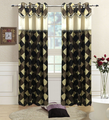 64% OFF on Homefab India 244 cm (8 ft) Polyester Door Curtain (Pack Of 2)(Geometric, Brown)