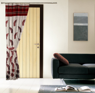 

Threadmix 212 cm (7 ft) Polyester Door Curtain Single Curtain(Abstract, Red)