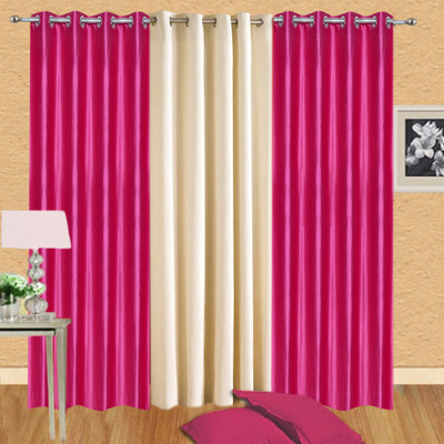 

Excel Bazaar 214 cm (7 ft) Polycotton Door Curtain (Pack Of 3)(Plain, Darkpink-1cream)