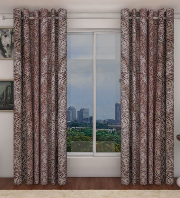 

Home Candy 212 cm (7 ft) Polyester Door Curtain (Pack Of 2)(Geometric, Pink, Grey), Grey;pink