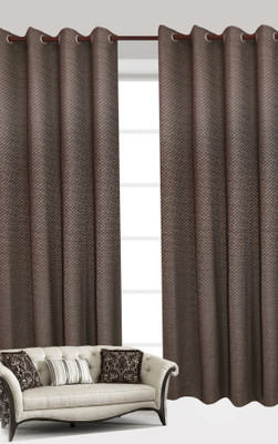 

India Furnish 275 cm (9 ft) Polycotton Long Door Curtain (Pack Of 2)(Floral, Coffee)
