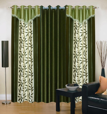 

Stella Creations 275 cm (9 ft) Polyester Long Door Curtain (Pack Of 3)(Printed, Green)