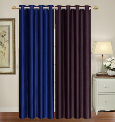 

Furnishing Zone 152 cm (5 ft) Polyester Window Curtain (Pack Of 2)(Plain, Brown, Blue), Blue;brown