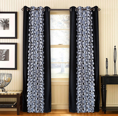

Home Candy 212 cm (7 ft) Polyester Door Curtain (Pack Of 2)(Floral, Grey)