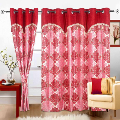 

Cortina 150 cm (5 ft) Polyester Window Curtain (Pack Of 2)(Floral, Pink)