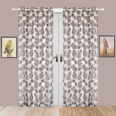 

BE 213 cm (7 ft) Jacquard Door Curtain (Pack Of 2)(Floral, Black)